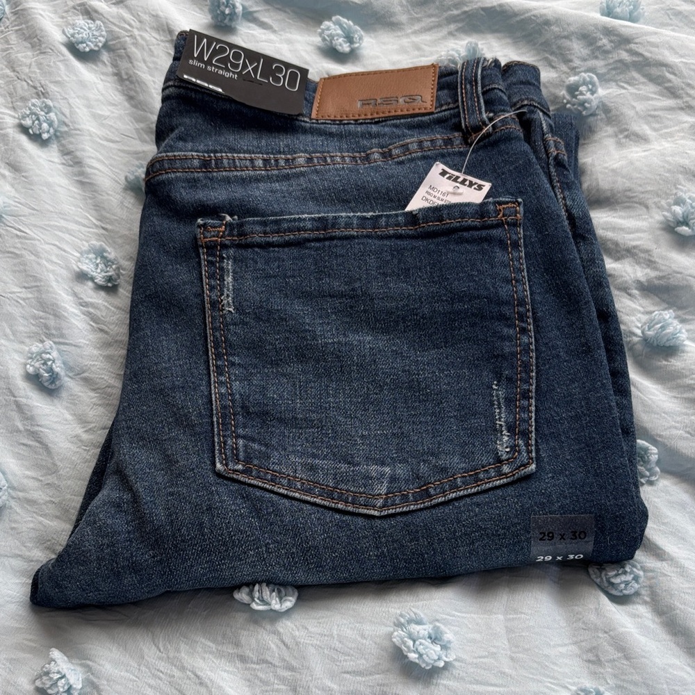 RSQ Men's Blue Slim Straight Jeans